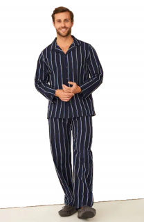 F&F 908 Pánské pyžamo dl. rukáv, bavlněné plátno, modré XXL