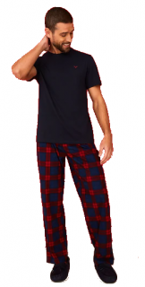 F&F Lounge Supersoft Pánské pyžamo modrá, červená L