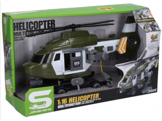 JStoys Vrtulník vojenský s efekty zelený 30 cm