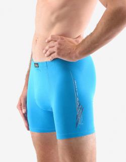 74144 Trenky boxer s klínem delší tisk Velikost: 50/52, Barva: tm. šedá dunaj