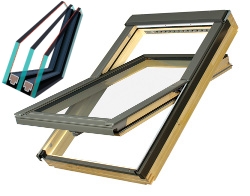 Dřevěné střešní okno s trojskly FAKRO FTP-V U4 rozměr: 134x98 cm