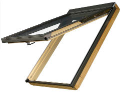 Výklopně - kyvné dřevěné střešní okno FAKRO FPP-V U3 rozměr: 114x118 cm