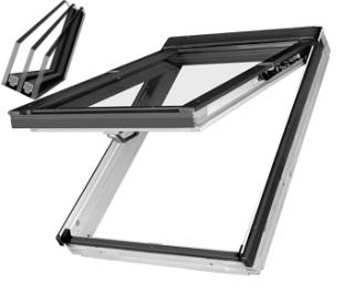Výklopně - kyvné oplastované s trojkly dřevěné střešní okno FAKRO FPU-V U5 rozměr: 55x98 cm