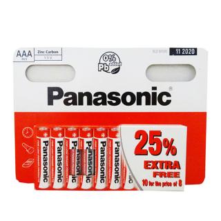 Baterie zinkouhlíková, AAA, 1.5V, Panasonic, blistr, 10-pack