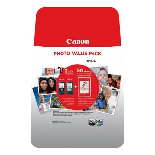 Canon 3712C004 PG-560XL + CL-561XL -  originální sada Photo Value Pack + 50ks fotopapíru GP-201 10x15 cmoriginální Multipack, černá + barevná 400/300…