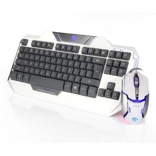 E-Blue Auroza + Auroza IM EKM811WHUS-IU, Sada klávesnice s optickou herní myší, US, herní, drátová (USB), bílá
