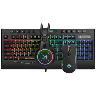 Marvo CM305, RGB sada klávesnice s herní myší a sluchátky, herní, membránová typ drátová (USB), černá, US, RGB podsvícená  Marvo CM305, RGB sada…