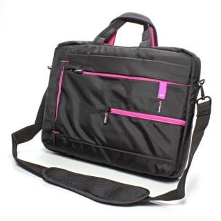 Taška na notebook 15,6 , černá s růžovými prvky z nylonu, NT006 typ Crown