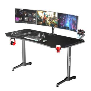 ULTRADESK Herní stůl FRAG XXL BLACK, 160 x 75 cm, 75 cm, držák nápojů a sluchátek, stojan BEAM, s celoplošnou XXL podložkou pod myš