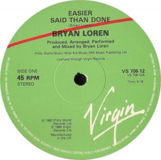 Bryan Loren ‎– Easier Said Than Done