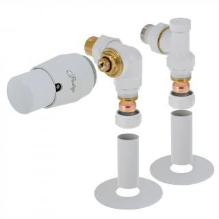 Připojovací sada úhlového ventilu Master Barva: Bílá (RAL 9003), Provedení: Levé, Svěrné spojky: 2x CU 15x1 mm