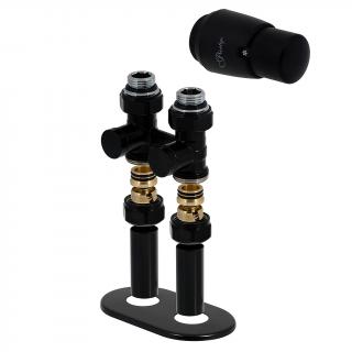 Připojovací sada ventilu Premium, spodní přímé připojení Barva: Černá, Svěrné spojky: 2x CU 15x1 mm