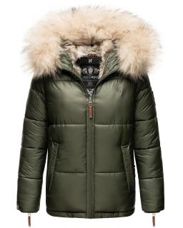 Dámská teplá zimní bunda s kožíškem Tikunaa Premium Navahoo - OLIVE Velikost: XS