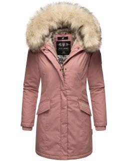 Dámská zimní bunda s kapucí a kožíškem Cristal Navahoo - DARK ROSE Velikost: XXL