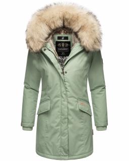 Dámská zimní bunda s kapucí a kožíškem Cristal Navahoo - SMOKEY MINT Velikost: L