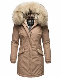 Dámská zimní bunda s kapucí a kožíškem Cristal Navahoo - TAUPE GREY Velikost: L
