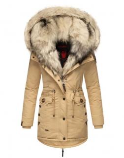 Dámská zimní bunda s kožíškem Sweety Navahoo - BEIGE Velikost: L