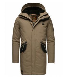 Zimní kabát / pánská zimní dlouhá bunda Ragaan Stone Harbour - STONE BROWN Velikost: 3XL