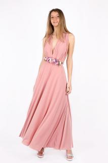 dlouhé šaty multi Barva: růžová - pudrová prodloužená délka