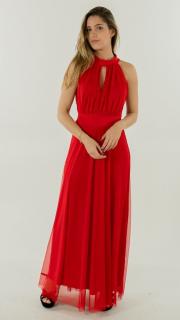 dlouhé tylové šaty Adriana Barva: červená