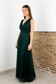 dlouhé tylové šaty Nina Barva: lahvová zelená