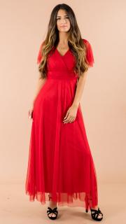 dlouhé tylové šaty Patricie Barva: červená