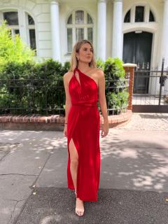 šaty multi s rozparkem Barva: červená
