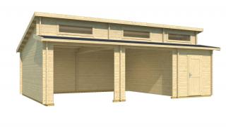 Dřevěná zahradní garáž Hawaii 780 x 520 cm, 44 mm