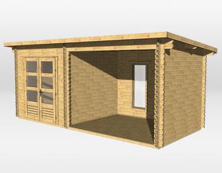 Dřevěný zahradní domek s přístřeškem Elvis 560 x 250 cm, 34 mm