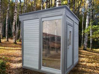 Finská sauna, saunový domek 2x2m, smrk, smontovaná. IHNED!