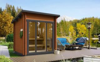 Finská sauna venkovní Hilden XXS 2x2m, smrk, tl 40mm. IHNED K DODÁNÍ Sauna: Rozložená v balíku na vlastní montáž
