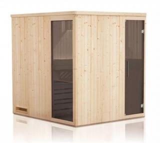 Interiérová sauna obdélníková FAMILY 1,9 x 1,4 m, smrk Stupeň prosklení: Dveře a panookno