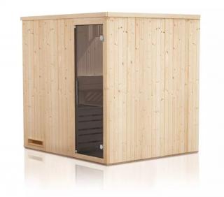 Interiérová sauna obdélníková FAMILY 1,9 x 1,4 m, smrk Stupeň prosklení: Dveře