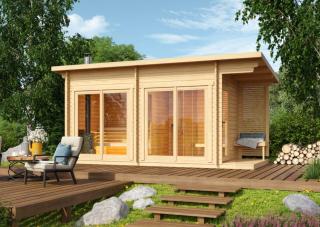 Venkovní finská sauna s předsíní Hilden L 2x5m, tl 40mm Sauna: Montáž na místě u klienta včetně dopravy