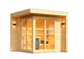 Venkovní sauna Cubic S 2,4x2,4m, 40 mm, smrk Sauna: Montáž na místě u klienta včetně dopravy