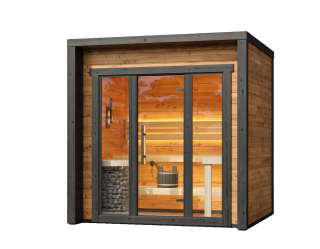Venkovní sauna Thermowood Cubic XS 2,2x2,4m, 40 mm. IHNED K DODÁNÍ! Sauna: Rozložená v balíku na vlastní montáž