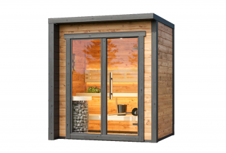 Venkovní sauna Thermowood Cubic XXS 1,9x2,1m, 40 mm. IHNED K DODÁNÍ! Sauna: Rozložená v balíku na vlastní montáž