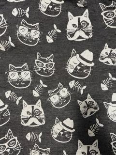 Scrap na ušití nosítka šátek: Cats black and white (43% len)