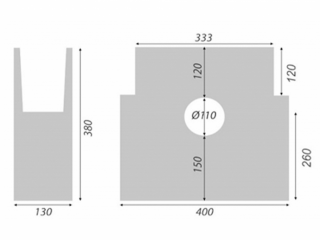 Betonová vpusť A15 s pozinkovanou mříží Rozměr: 333 x 130 x 380 mm, Typ: pro žlaby 130 x 120 mm