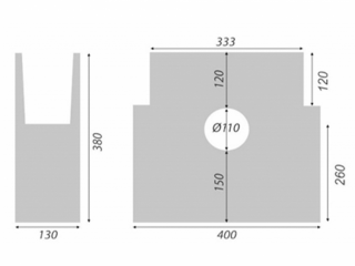 Betonová vpusť B125 s litinovou mříží Rozměr: 333 x 130 x 380 mm, Typ: pro žlaby 130 x 120 mm