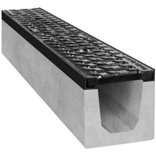 Betonový žlab D400 s litinovou mříží Šířka: 150 mm, Výška: 150 mm, Délka: 1000 mm