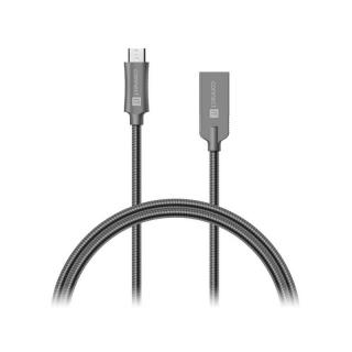 Kabel Connect IT Wirez Steel Knight USB/micro USB, ocelový, opletený, 1m - šedý