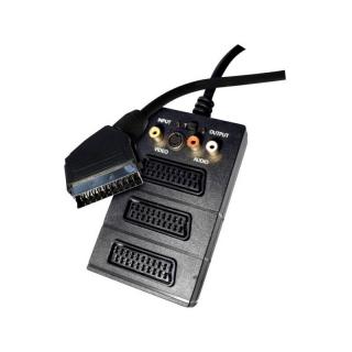 Kabel EMOS SCART / 3x SCART + 3x Cinch + S-Video, 0,5m - černý