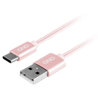 Kabel GND USB / USB-C, 1m, opletený růžový