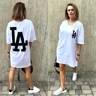 Bílé bavlněné šaty volného střihu LOS ANGELES