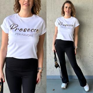Bílé bavlněné tričko PROSECCO