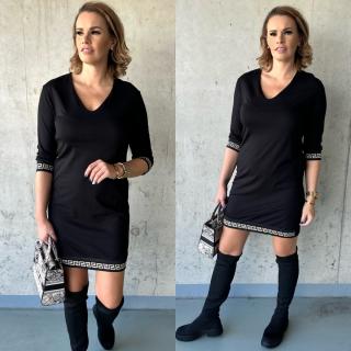 Černé bavlněné šaty s lemem ROCHIE