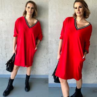Červené delší teplejší šaty volného střihu ATTIMO