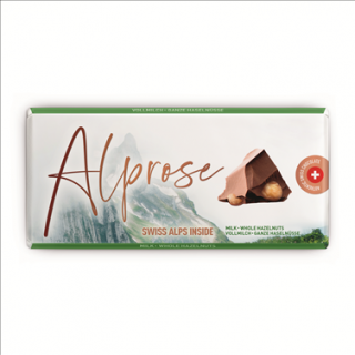 ALPROSE - Švýcarská mléčná čokoláda s celými lískovými ořechy 300g