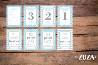 Milníkové kartičky PRO MIMINKO modrá/šedá 35ks (CHLAPEČEK) Milníkové kartičky bez dárkové krabičky